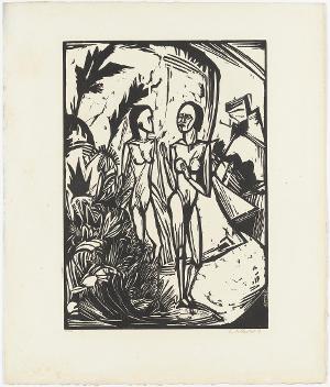 Frauen am Strand (Blatt 10 in: Elf Holzschnitte), 1919