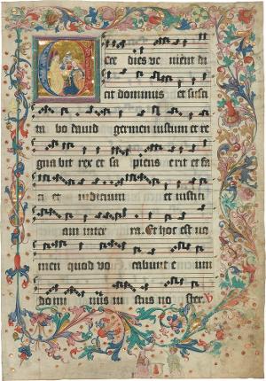 Blatt aus einem Antiphonar: Initiale »E« mit der Verkündigung an Maria, um 1515-1525