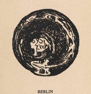 Zwei Köpfe umgeben von sich in den Schwanz beißender Schlange (Vignette Titelblatt Seite 1 in: Gustav Schiefler, Verzeichnis des Graphischen Werks Edvard Munchs bis 1906, Berlin 1907), 1907
