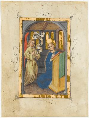 Verkündigung an Maria; Verso: Benediktoffizium aus einem Brevier, 2. H. 15. Jh.