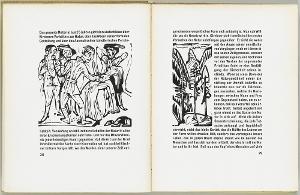 Tötung der Amalia (»Die Räuber«); Bergtannen (Seite 28-29 in: Will Grohmann, Zeichnungen von E. L. Kirchner), 1925