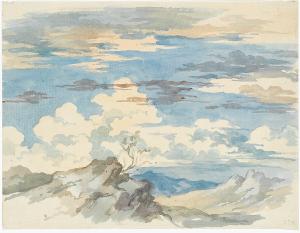 Wolkenhimmel über Berglandschaft, um 1833