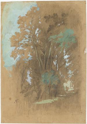 Allee im Park der Villa d'Este in Tivoli, 1857