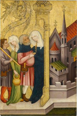 Sogenannter Ulmer Hochaltar: Die Begegnung an der goldenen Pforte, um 1400
