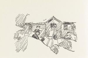 Freiluftatelier im Winter (Vignette Seite 10 in: Gustav Schiefler, Edvard Munch. Das graphische Werk 1906-1926, Berlin 1928, 1928