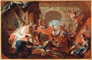 Alexander der Große schenkt dem Maler Apelles seine Favoritin Pankaste, um 1731/33
