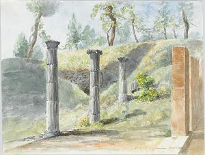 Blick ins Peristyl der Casa della Calce in Pompeji, 1819