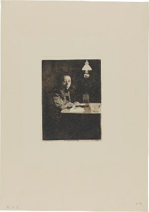 Selbstbildnis am Tisch II, 1893? (1921)