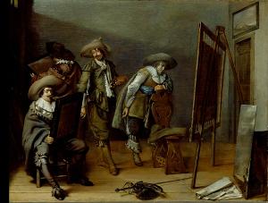 Kunstliebhaber im Atelier eines Malers, 1630er Jahre