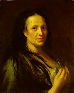 Porträt einer älteren Frau, die sich kämmt, 1. Hälfte 18. Jh.