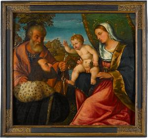 Maria mit Kind, dem hl. Petrus und einem Stifter, 1. Hälfte 16. Jh.