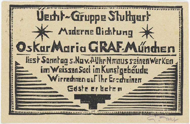 Einladungskarte: Üecht-Gruppe Stuttgart Moderne Dichtung