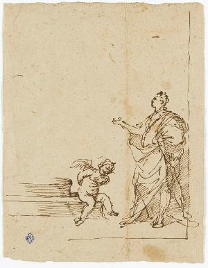 Stehender Mann und sitzender Amor, um 1730