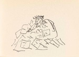 Der Künstler bei der Korrespondenz (Vignette Seite 29 in: Gustav Schiefler, Edvard Munch. Das graphische Werk 1906-1926, Berlin 1928), 1928