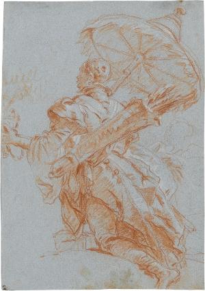 Kniender Mann mit Sonnenschirm, 1752