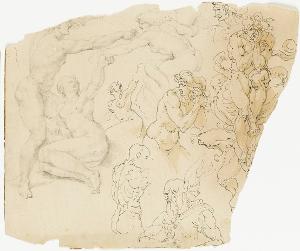 Motive Michelangelos aus der Sixtinischen Kapelle (Sündenfall, Vertreibung aus dem Paradies, Sturz der Verdammten), um 1780