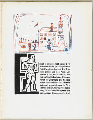 Eine Zeichnung des vierjährigen Kirchner; Initiale E (Seite 11 in: Will Grohmann, Zeichnungen von E. L. Kirchner), 1925
