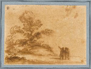 Landschaft mit zwei Figuren, 18. Jh.